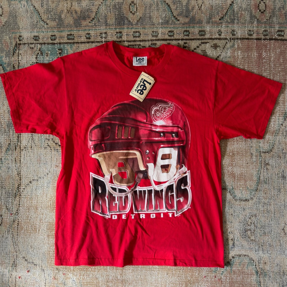 Vintage Lee Sport Detroit Red Wings T-Shirt Mens XL Red NHL Hockey Graphic Tee